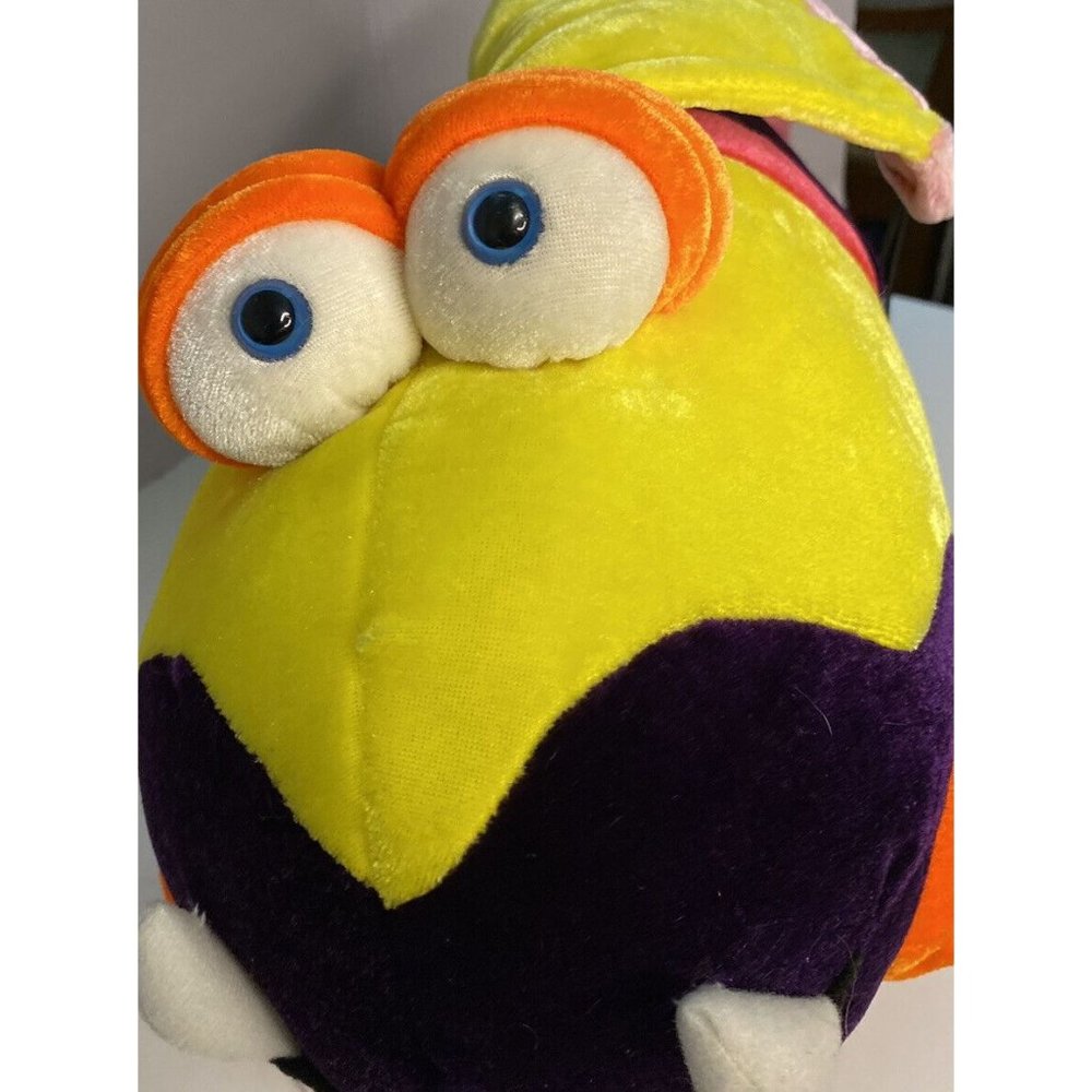 BJ Tropical Fish Toys Stuffed Animal  Clown Striped Orange Black Hanging Loop